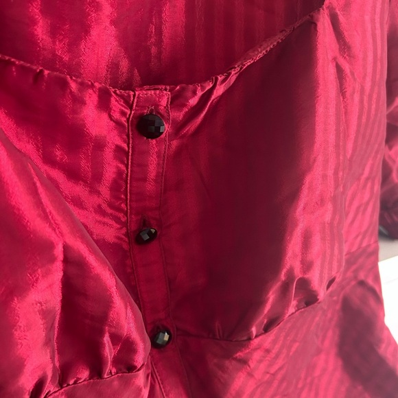 Cleo Crimson Ruby Red Button-Up Blouse Small - Picture 3 of 16